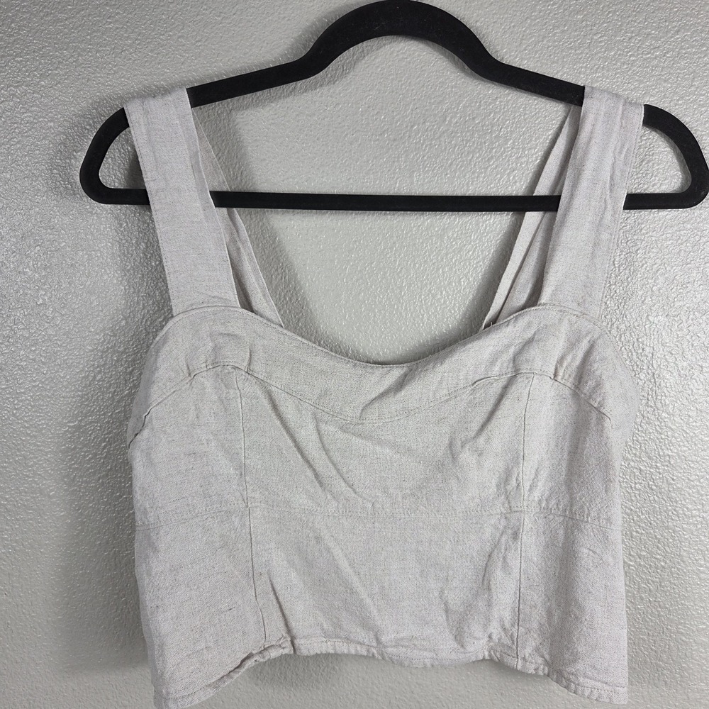 Abercrombie & Fitch Linen Blend Corset Crop Top Oatmeal Beige‎ Size Medium